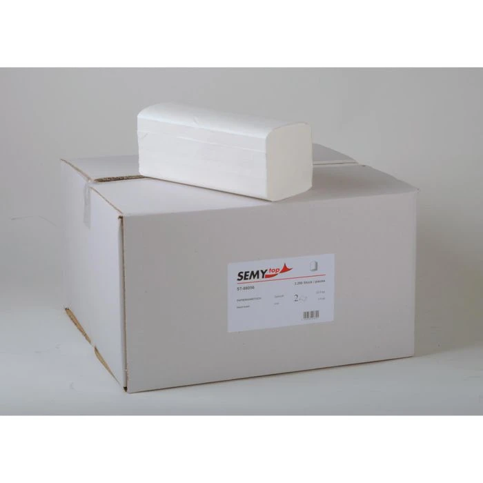 Semy-Top Papierhandtücher 2-lagig, Weiß, Zick-Zack-Falz, 24 X 21 Cm, 3200 Stück 6 Semy-Top Papierhandtücher 2-lagig, Weiß, Zick-Zack-Falz, 24 X 21 Cm, 3200 Stück – Bild 4