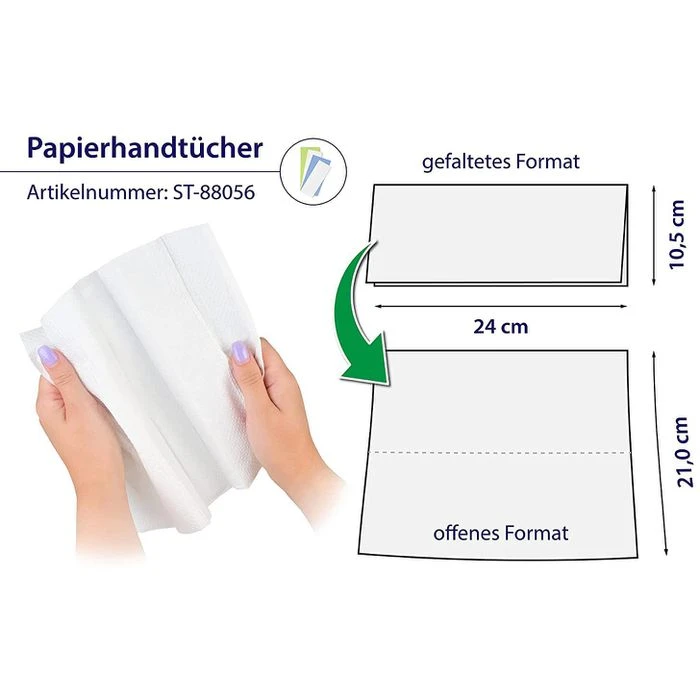 Semy-Top Papierhandtücher 2-lagig, Weiß, Zick-Zack-Falz, 24 X 21 Cm, 3200 Stück 4 Semy-Top Papierhandtücher 2-lagig, Weiß, Zick-Zack-Falz, 24 X 21 Cm, 3200 Stück – Bild 2
