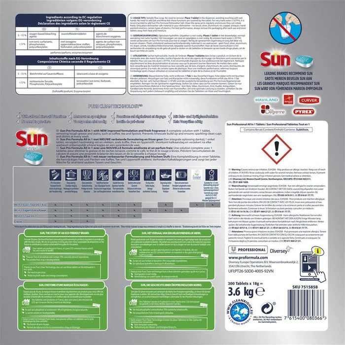 SUN® Sun Spülmaschinentabs Professional All In 1, 7515858, Geschirr-Reiniger, 200 Tabs 4 SUN® Sun Spülmaschinentabs Professional All In 1, 7515858, Geschirr-Reiniger, 200 Tabs – Bild 2