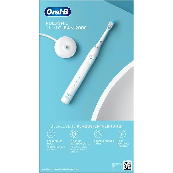Oral B Oral-B Elektrische-Zahnbürste Pulsonic Slim Clean, 2000, Weiß, 2 Putzmodi, Inkl. 1 Aufsteckbürste 10 Oral B Oral-B Elektrische-Zahnbürste Pulsonic Slim Clean, 2000, Weiß, 2 Putzmodi, Inkl. 1 Aufsteckbürste – Bild 8