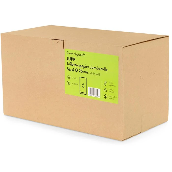 GreenHygiene Toilettenpapier Jupp, Jumbo, 2-lagig, Recycling, 380 M, 6 Rollen 6 GreenHygiene Toilettenpapier Jupp, Jumbo, 2-lagig, Recycling, 380 M, 6 Rollen – Bild 4