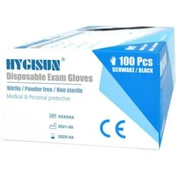 HYGISUN Einmalhandschuhe Intco Nitril, Puderfrei, Schwarz, 100 Stück, Größe M -Franz-Mensch Shop 3e9bfa1888aa6e232ebe396be9d05753bbbba629 einmalhandschuhe hygisun intco nitril puderfrei