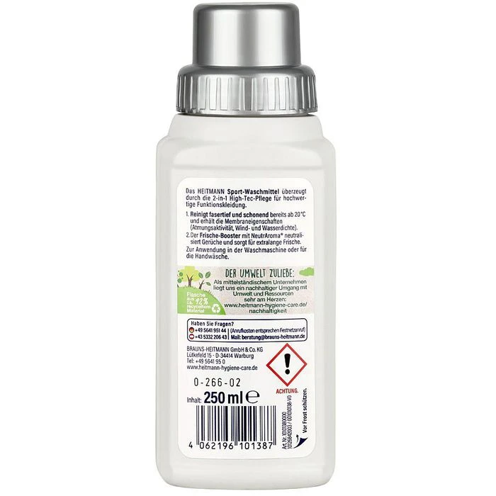 Heitmann Waschmittel Sport, 1010138, Flüssig, 250 Ml, 4 Waschladungen 4 Heitmann Waschmittel Sport, 1010138, Flüssig, 250 Ml, 4 Waschladungen – Bild 2