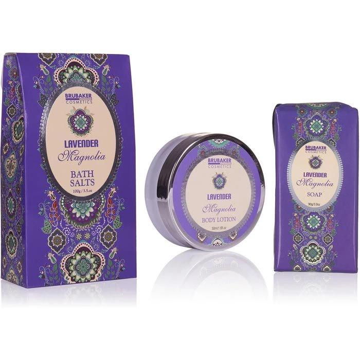 BRUBAKER Geschenkset Cosmetics Lavender & Magnolia, Bade- Und Dusch-Set Lavendel Magnolien, 7-teilig 5 BRUBAKER Geschenkset Cosmetics Lavender & Magnolia, Bade- Und Dusch-Set Lavendel Magnolien, 7-teilig – Bild 3