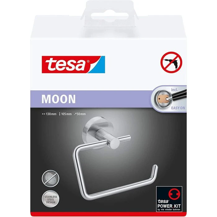 Tesa Toilettenpapierspender Moon, 40301, Ohne Bohren, Metall, Für 1 Kleinrolle, Silber 6 Tesa Toilettenpapierspender Moon, 40301, Ohne Bohren, Metall, Für 1 Kleinrolle, Silber – Bild 4