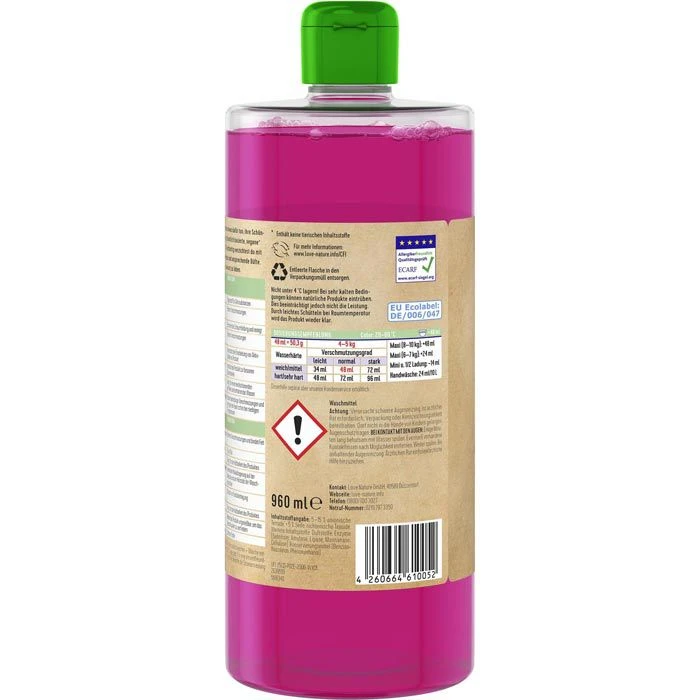 Love-Nature Waschmittel Cherry Blossom, Flüssig, Bunt-Waschmittel, ökologisch, 960 Ml, 20 WL 5 Love-Nature Waschmittel Cherry Blossom, Flüssig, Bunt-Waschmittel, ökologisch, 960 Ml, 20 WL – Bild 3