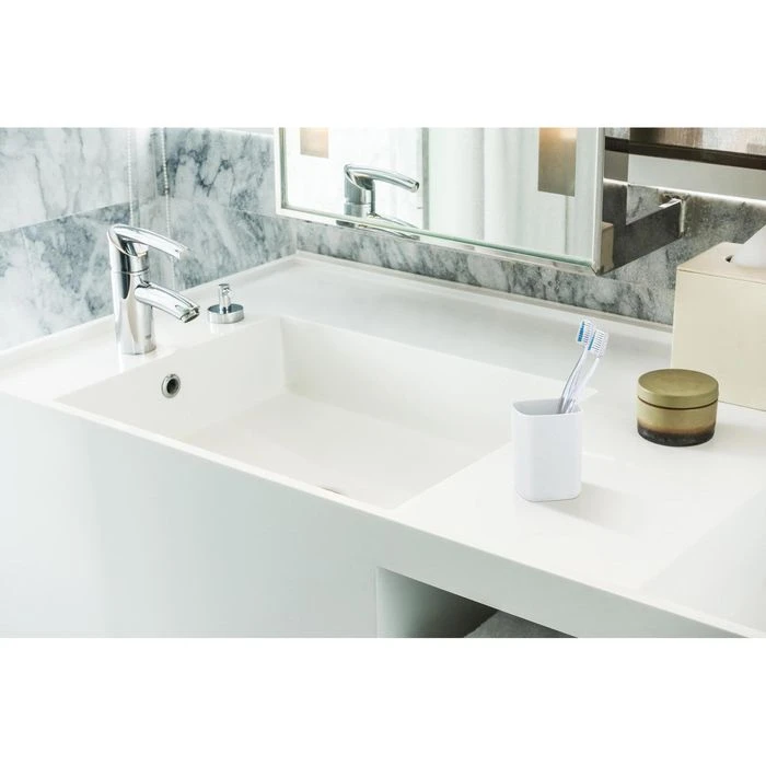 Wenko Zahnputzbecher Barcelona, Kunststoff, Weiß 4 Wenko Zahnputzbecher Barcelona, Kunststoff, Weiß – Bild 2