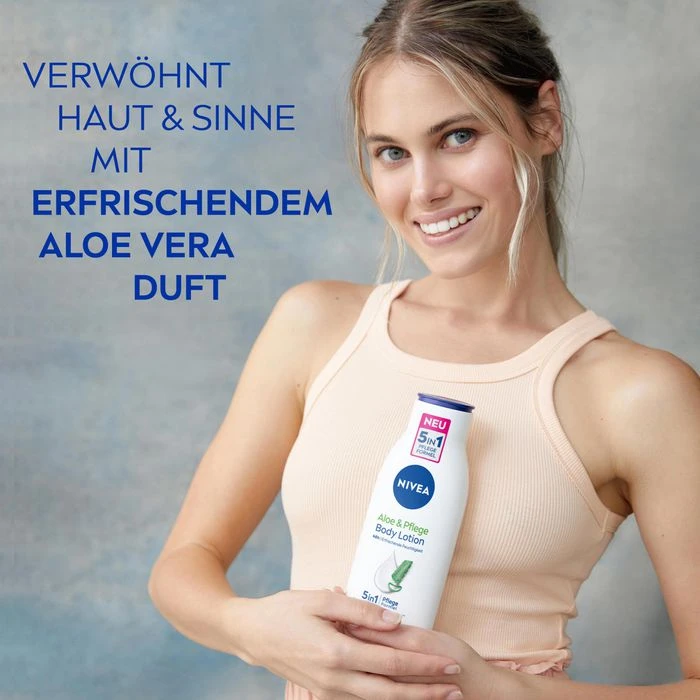 Nivea Bodylotion Aloe & Pflege, 5in1 Formel, Für Trockene Haut, 48h Feuchtigkeitspflege, 400ml 6 Nivea Bodylotion Aloe & Pflege, 5in1 Formel, Für Trockene Haut, 48h Feuchtigkeitspflege, 400ml – Bild 4