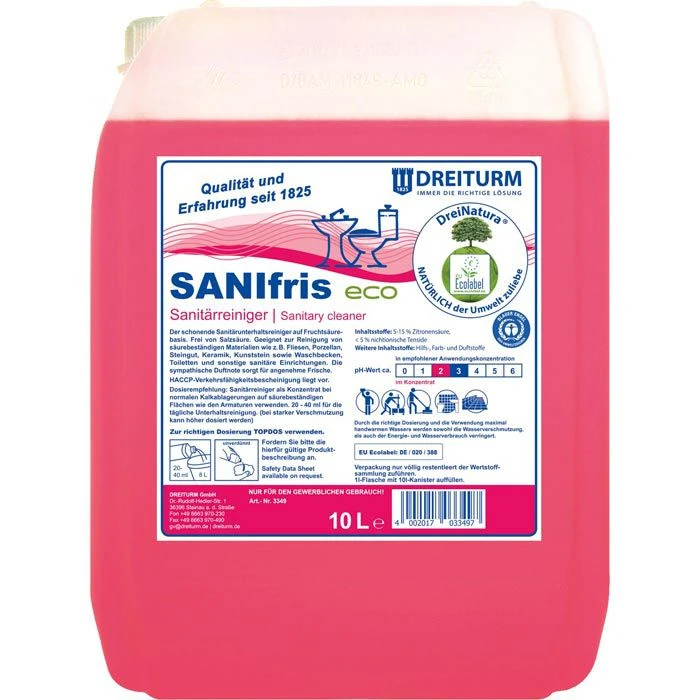Dreiturm Badreiniger SANIfris Eco DreiNatura, 3349, Sanitärreiniger, Gegen Kalk Und Schmutz, 10 Liter 3 Dreiturm Badreiniger SANIfris Eco DreiNatura, 3349, Sanitärreiniger, Gegen Kalk Und Schmutz, 10 Liter
