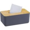 Relaxdays Kosmetiktücherbox 10032650, Kunststoff/Bambus, BxHxT: 23 X 10 X 13 Cm, Grau