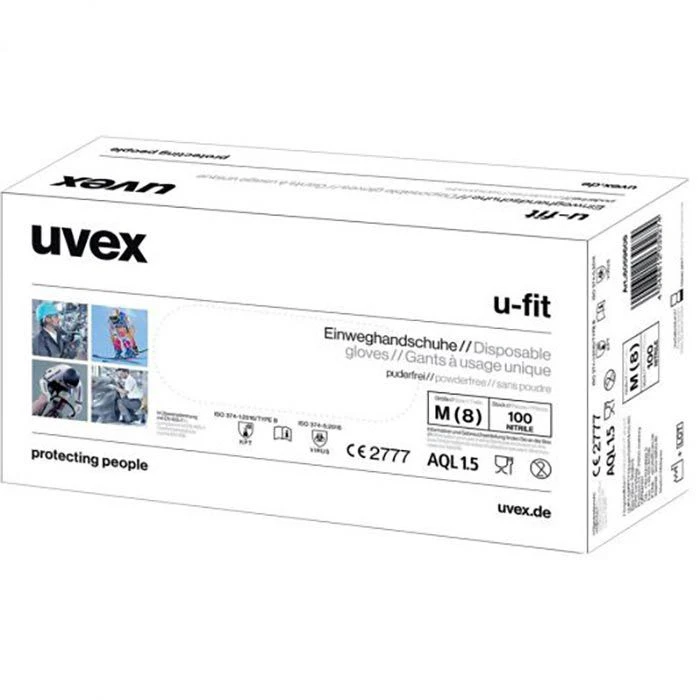Uvex Einmalhandschuhe U-fit Nitril, Puderfrei, Chemikalienschutzhandschuh, Blau, 100 Stück, Gr. L 4 Uvex Einmalhandschuhe U-fit Nitril, Puderfrei, Chemikalienschutzhandschuh, Blau, 100 Stück, Gr. L – Bild 2