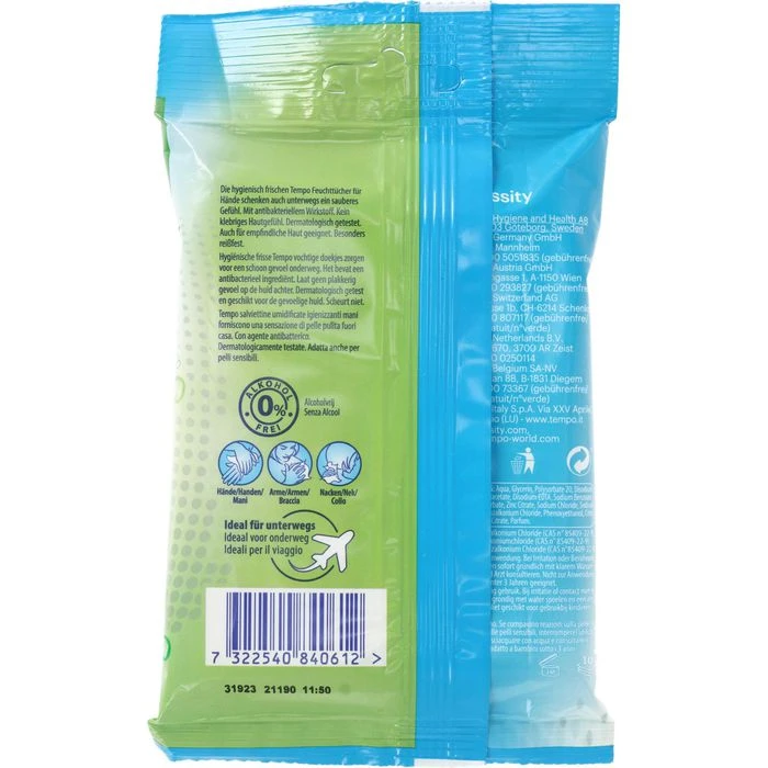 Tempo Erfrischungstücher Fresh To Go Protect, Antibakteriell, Alkoholfrei, 10 Tücher 6 Tempo Erfrischungstücher Fresh To Go Protect, Antibakteriell, Alkoholfrei, 10 Tücher – Bild 4