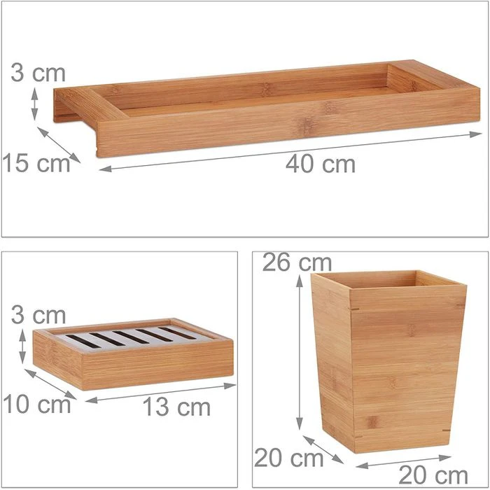 Relaxdays Badaccessoires-Set 10022772, 6-teilig, Aus Bambus, Braun 5 Relaxdays Badaccessoires-Set 10022772, 6-teilig, Aus Bambus, Braun – Bild 3