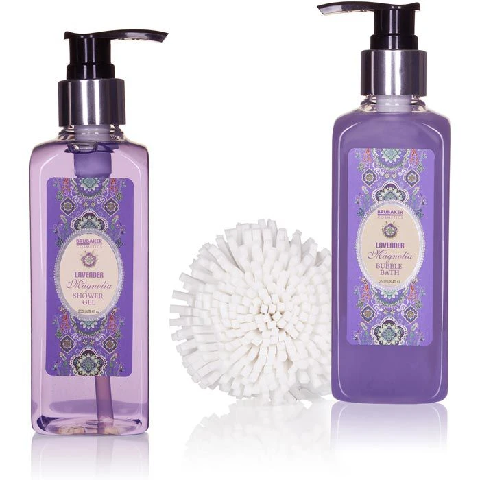 BRUBAKER Geschenkset Cosmetics Lavender & Magnolia, Bade- Und Dusch-Set Lavendel Magnolien, 7-teilig 4 BRUBAKER Geschenkset Cosmetics Lavender & Magnolia, Bade- Und Dusch-Set Lavendel Magnolien, 7-teilig – Bild 2