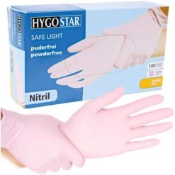 Franz-Mensch Einmalhandschuhe Safe Light, 27015, Nitril, Puderfrei, Rosa, 100 Stück, Größe L