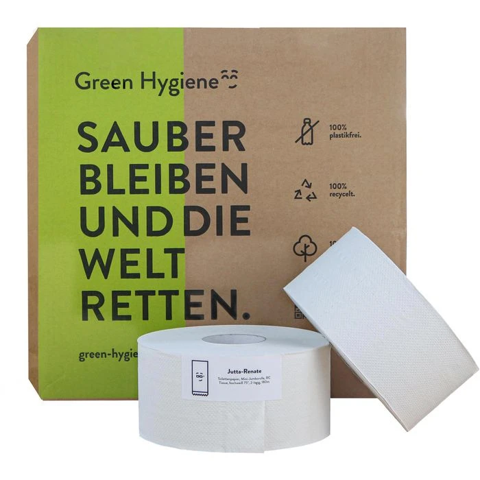 GreenHygiene Toilettenpapier Jutta-Renate, 2-lagig, Mini-Jumbo, Recycling, 180 M, 16 Rollen 3 GreenHygiene Toilettenpapier Jutta-Renate, 2-lagig, Mini-Jumbo, Recycling, 180 M, 16 Rollen