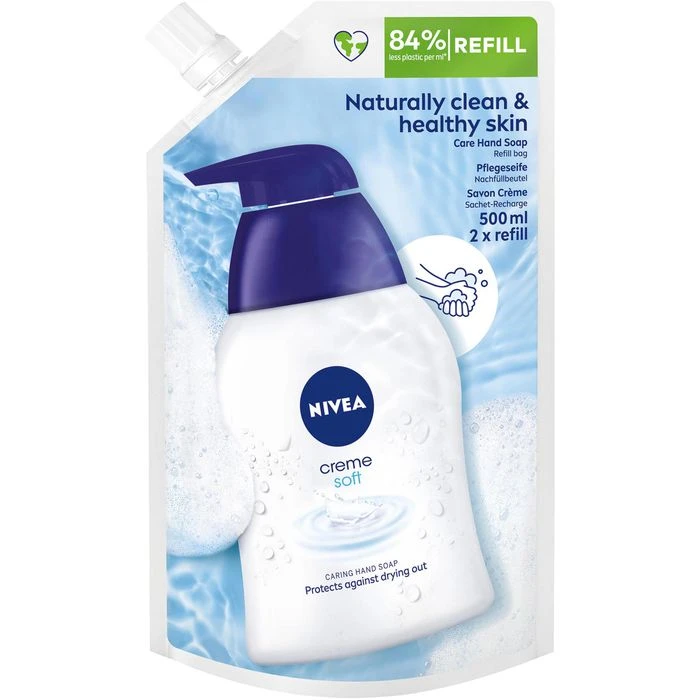 Nivea Seife Pflegeseife Creme Soft, Flüssigseife, Nachfüllbeutel, 500ml 3 Nivea Seife Pflegeseife Creme Soft, Flüssigseife, Nachfüllbeutel, 500ml