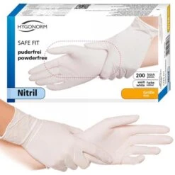 Franz-Mensch Einmalhandschuhe Safe Fit, 26110, Nitril, Puderfrei, Weiß, 200 Stück, Größe L