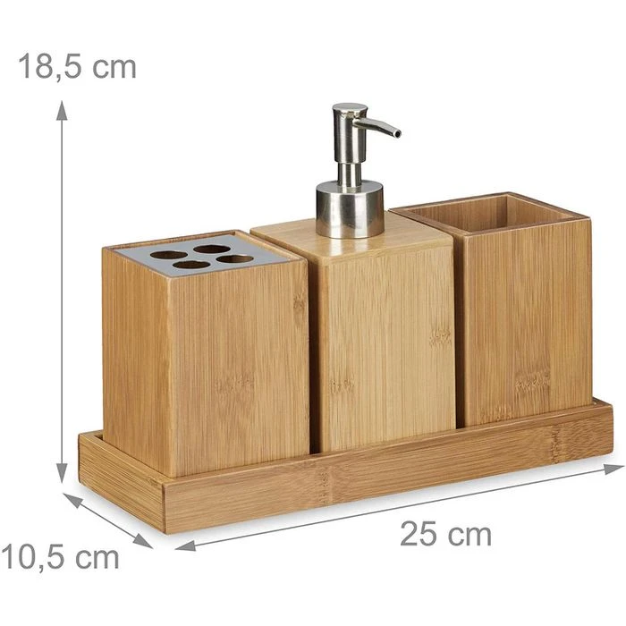 Relaxdays Badaccessoires-Set 10020224, 4-teilig, Aus Bambus, Braun 4 Relaxdays Badaccessoires-Set 10020224, 4-teilig, Aus Bambus, Braun – Bild 2