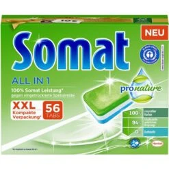 Somat Spülmaschinentabs Pro Nature, All In 1, XXL, Geschirr-Reiniger, Bio, 56 Tabs