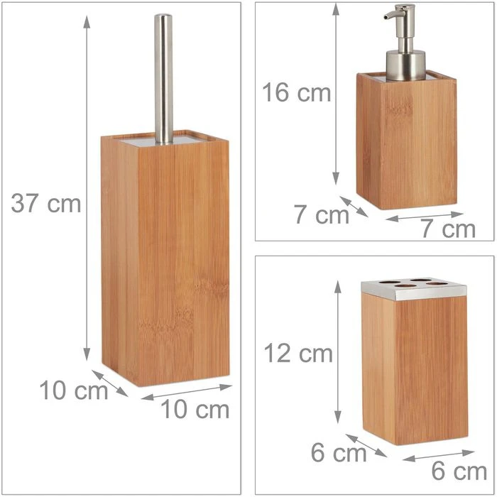 Relaxdays Badaccessoires-Set 10022772, 6-teilig, Aus Bambus, Braun 4 Relaxdays Badaccessoires-Set 10022772, 6-teilig, Aus Bambus, Braun – Bild 2
