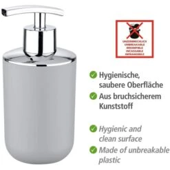 Wenko Seifenspender Brasil, 22247100, Kunststoff, Grau, 320ml -Franz-Mensch Shop adf3add8744f6b48517a4cd917b61aa504d9ec9d seifenspender wenko brasil 22247100