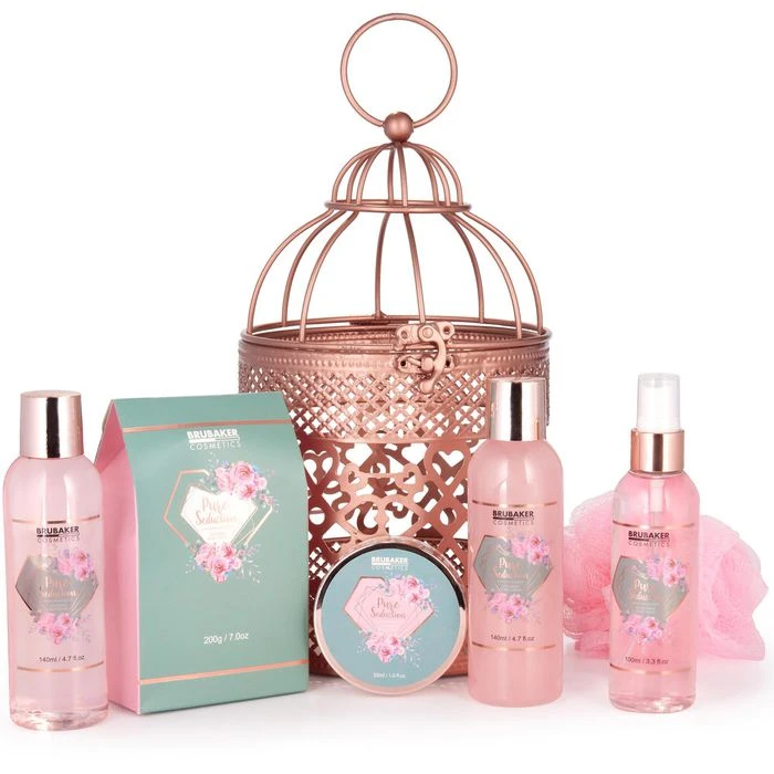 BRUBAKER Geschenkset Cosmetics Roségold, Bade- & Dusch-Set Mit Oriental. Windlicht 7-teilig 3 BRUBAKER Geschenkset Cosmetics Roségold, Bade- & Dusch-Set Mit Oriental. Windlicht 7-teilig