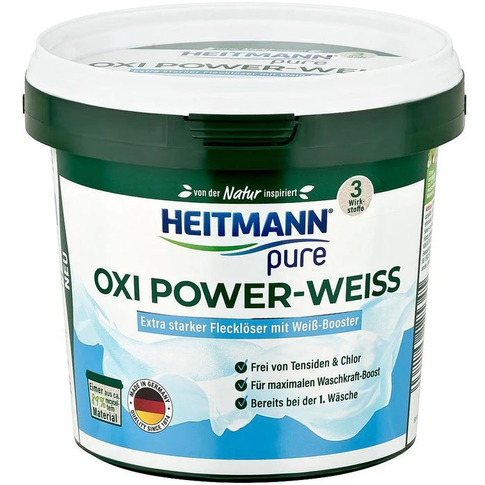 Heitmann Fleckenentferner Pure Oxi Power-Weiß, Für Kleidung, Gegen Grauschleier, Pulver, 500g 3 Heitmann Fleckenentferner Pure Oxi Power-Weiß, Für Kleidung, Gegen Grauschleier, Pulver, 500g