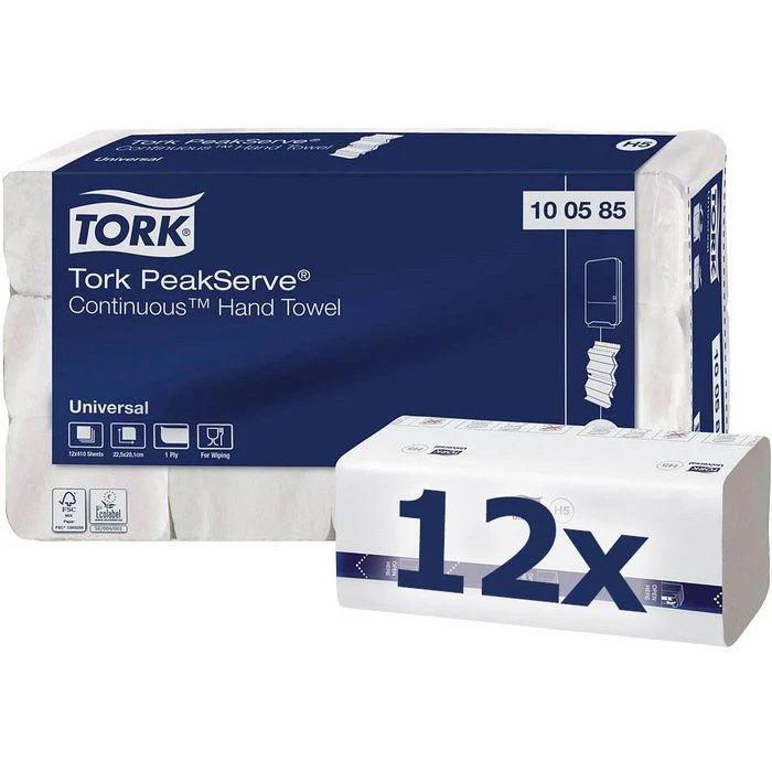 Tork Papierhandtücher PeakServe Endlos 100585 H5, 1-lagig, Interfold-Falz, 20,1 X 22,5cm, 4920 Stück 3 Tork Papierhandtücher PeakServe Endlos 100585 H5, 1-lagig, Interfold-Falz, 20,1 X 22,5cm, 4920 Stück