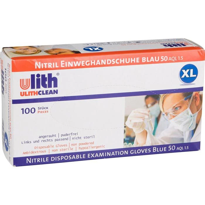 Ulith Nitril Blau Puderfrei Gr.XL Einmalhandschuhe, 100 Stück 5 Ulith Nitril Blau Puderfrei Gr.XL Einmalhandschuhe, 100 Stück – Bild 3