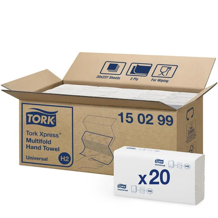 Tork 150299 Xpress Universal Interfold 2-lagig 21x24 H2, 4740 Stück Papierhandtücher 3 Tork 150299 Xpress Universal Interfold 2-lagig 21x24 H2, 4740 Stück Papierhandtücher