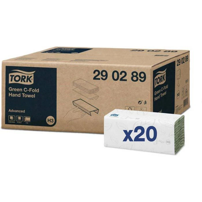 Tork Papierhandtücher Advanced, 290289, H3, Grün, 2-lagig, Lagen-Falz, 25 X 41,4 Cm, 1920 Stück 3 Tork Papierhandtücher Advanced, 290289, H3, Grün, 2-lagig, Lagen-Falz, 25 X 41,4 Cm, 1920 Stück