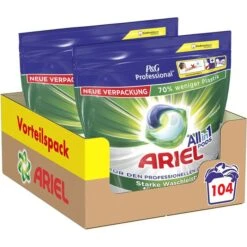 Ariel Waschmittel Professional All-in-1 Pods, Vollwaschmittel, 104 Waschladungen (2x 52WL)