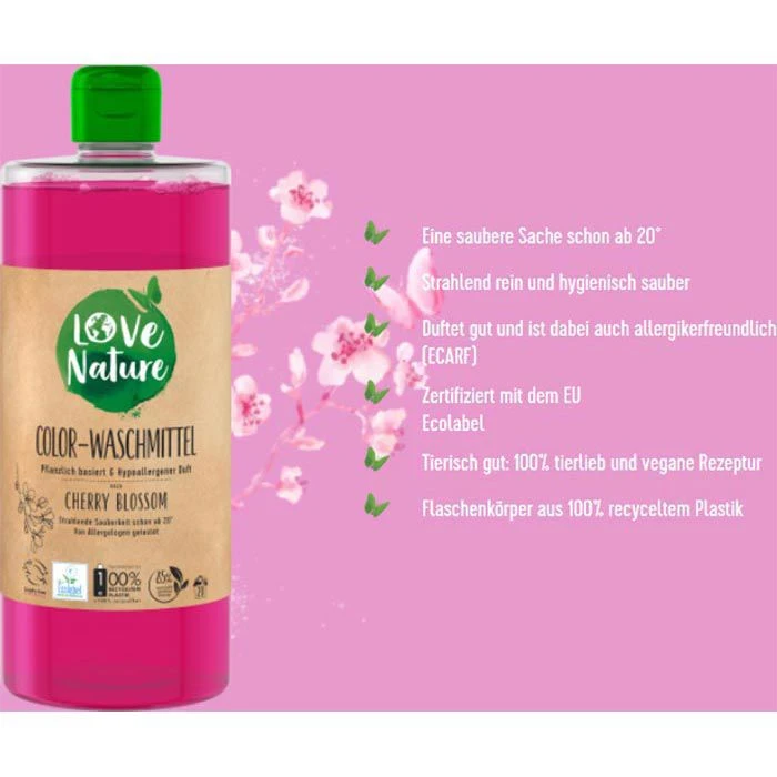 Love-Nature Waschmittel Cherry Blossom, Flüssig, Bunt-Waschmittel, ökologisch, 960 Ml, 20 WL 6 Love-Nature Waschmittel Cherry Blossom, Flüssig, Bunt-Waschmittel, ökologisch, 960 Ml, 20 WL – Bild 4