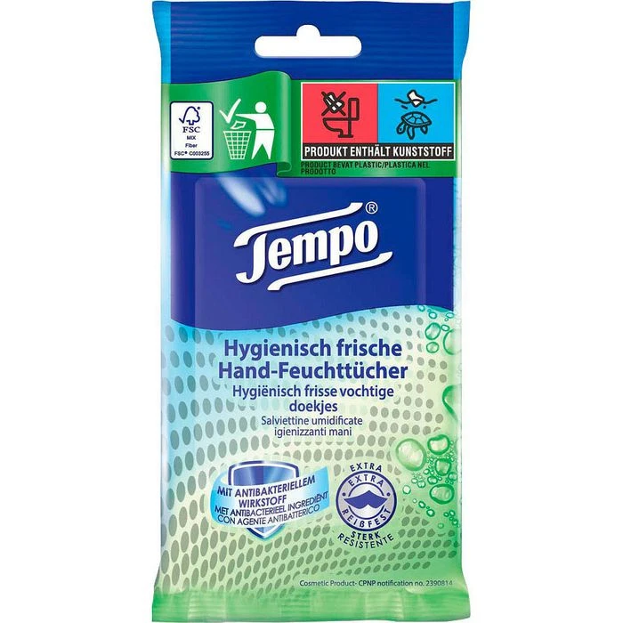 Tempo Erfrischungstücher Fresh To Go Protect, Antibakteriell, Alkoholfrei, 10 Tücher 3 Tempo Erfrischungstücher Fresh To Go Protect, Antibakteriell, Alkoholfrei, 10 Tücher