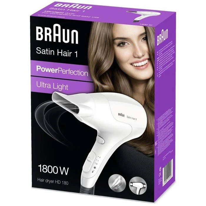 Braun Haartrockner Satin Hair 1 Power Perfection, HD180, 1800 Watt, Weiß 6 Braun Haartrockner Satin Hair 1 Power Perfection, HD180, 1800 Watt, Weiß – Bild 4
